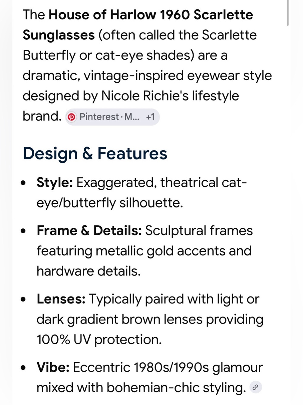 House of Harlow 1960 Scarlett Sunglasses - Picture 6 of 7